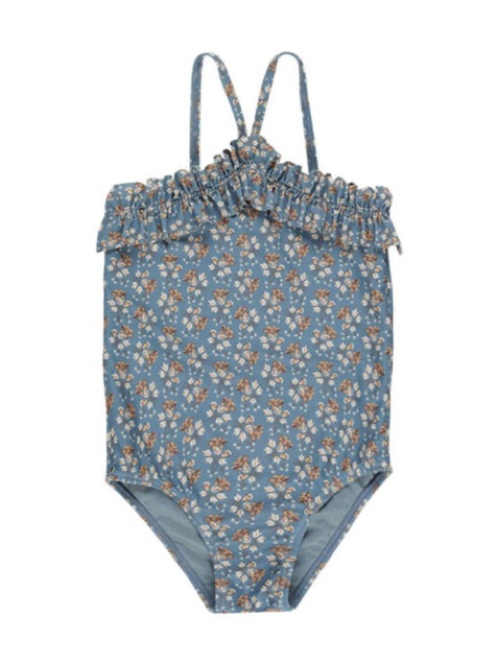 Rylee + Cru Blue Floral Rouched One-Piece